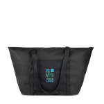 Recycled polyester weekend bag with trolley sleeve black colour