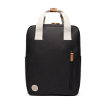 Eco travel backpack with side bottle compartment black colour