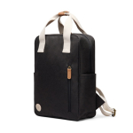 Eco travel backpack with side bottle compartment black colour
