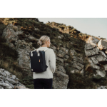 Eco travel backpack with side bottle compartment black colour