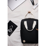 Eco travel backpack with side bottle compartment black colour