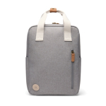 Eco travel backpack with side bottle compartment grey colour