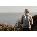 Eco travel backpack with side bottle compartment grey colour