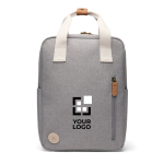 Eco travel backpack with side bottle compartment grey colour