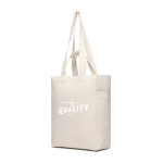 Recycled canvas zip bag, 400 g/m² off white colour view with logo