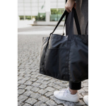 Maxi recycled polyester bag with internal and external pockets black colour