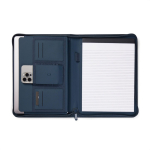 Eco portfolio with pen loop and pockets, A4, ruled pages navy-blue colour