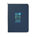Eco portfolio with pen loop and pockets, A4, ruled pages navy-blue colour