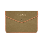 Recycled canvas laptop sleeve with colour trim, 14” green colour