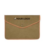 Recycled canvas laptop sleeve with colour trim, 14” green colour
