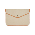 Recycled canvas laptop sleeve with colour trim, 14” beige colour