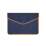 Recycled canvas laptop sleeve with colour trim, 14” navy-blue colour