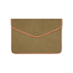 Recycled canvas laptop sleeve with colour trim, 16” green colour