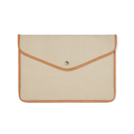 Recycled canvas laptop sleeve with colour trim, 16” beige colour