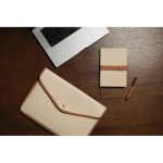 Recycled canvas laptop sleeve with colour trim, 16” beige colour