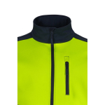 Extra-large polyester-elastane fleece softshell jacket, 280 g/m2, Velilla yellow colour fifth view