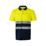 Polyester bird's eye short-sleeve work polo, 140 g/m2, Velilla yellow colour second view