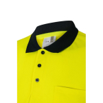 Polyester bird's eye short-sleeve work polo, 140 g/m2, Velilla yellow colour fifth view