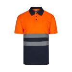 Polyester bird's eye short-sleeve work polo, 140 g/m2, Velilla orange colour second view