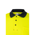 High-visibility long-sleeve piqué work polo, 150 g/m2, Velilla yellow colour sixth view