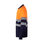 High-visibility long-sleeve piqué work polo, 150 g/m2, Velilla orange colour third view