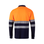 High-visibility long-sleeve piqué work polo, 150 g/m2, Velilla orange colour