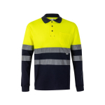 Two-tone high-visibility long-sleeve work polo, 150 g/m2, Velilla yellow colour second view