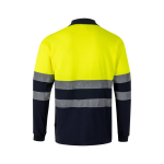 Two-tone high-visibility long-sleeve work polo, 150 g/m2, Velilla yellow colour