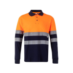 Two-tone high-visibility long-sleeve work polo, 150 g/m2, Velilla orange colour second view