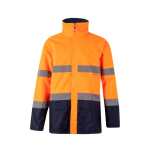 Two-tone polyester work parka with coating – 190 g/m2, Velilla orange colour second view