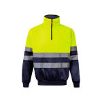 Polyester fleece work jumper with high collar – 300 g/m2, Velilla yellow colour second view