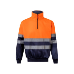Polyester fleece work jumper with high collar – 300 g/m2, Velilla orange colour second view