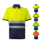Two-tone piqué short-sleeve work polo – 150 g/m2, Velilla various colours