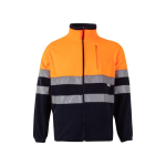 Two-tone polyester fleece work jacket – 280 g/m2, Velilla orange colour second view