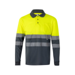 Extra-large polyester long-sleeve work polo – 160 g/m2, Velilla yellow colour second view