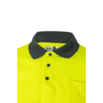 Extra-large polyester long-sleeve work polo – 160 g/m2, Velilla yellow colour fifth view