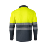 Extra-large polyester long-sleeve work polo – 160 g/m2, Velilla yellow colour