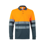 Extra-large polyester long-sleeve work polo – 160 g/m2, Velilla orange colour second view
