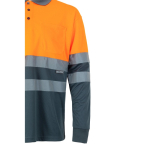 Extra-large polyester long-sleeve work polo – 160 g/m2, Velilla orange colour sixth view