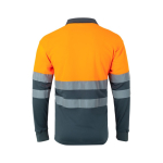 Extra-large polyester long-sleeve work polo – 160 g/m2, Velilla orange colour