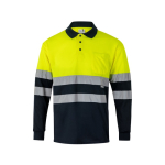 Extra-large two-tone long-sleeve work polo – 160 g/m2, Velilla yellow colour second view