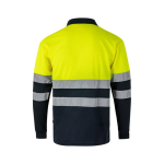 Extra-large two-tone long-sleeve work polo – 160 g/m2, Velilla yellow colour
