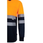 Extra-large two-tone long-sleeve work polo – 160 g/m2, Velilla orange colour sixth view