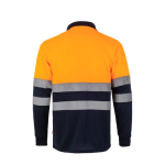 Extra-large two-tone long-sleeve work polo – 160 g/m2, Velilla orange colour