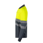 Fluorescent polyester long-sleeve work polo – 160 g/m2, Velilla yellow colour third view