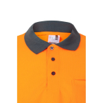 Fluorescent polyester long-sleeve work polo – 160 g/m2, Velilla orange colour fifth view