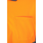 Fluorescent polyester long-sleeve work polo – 160 g/m2, Velilla orange colour seventh view