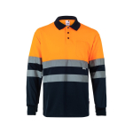 High-visibility long-sleeve work polo – 160 g/m2, Velilla orange colour second view