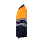 High-visibility long-sleeve work polo – 160 g/m2, Velilla orange colour third view