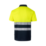 Two-tone polyester work polo with bird's eye effect – 160 g/m2, Velilla yellow colour